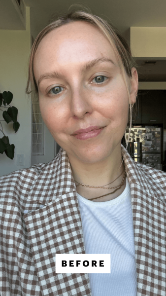 Kinonen before applying the Supergoop Glow Gloss SPF 40 Lip Balm